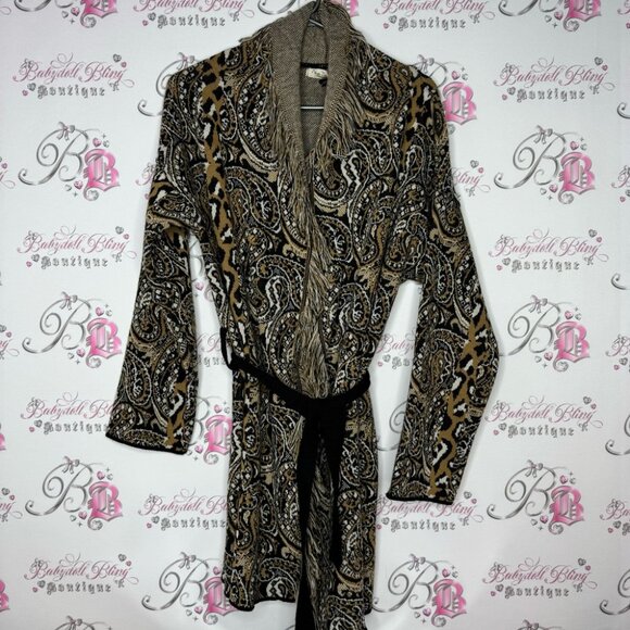 Nada Del Riccio cardigan wrap belted belt sweater fringe made in Italy brand new - Picture 11 of 16